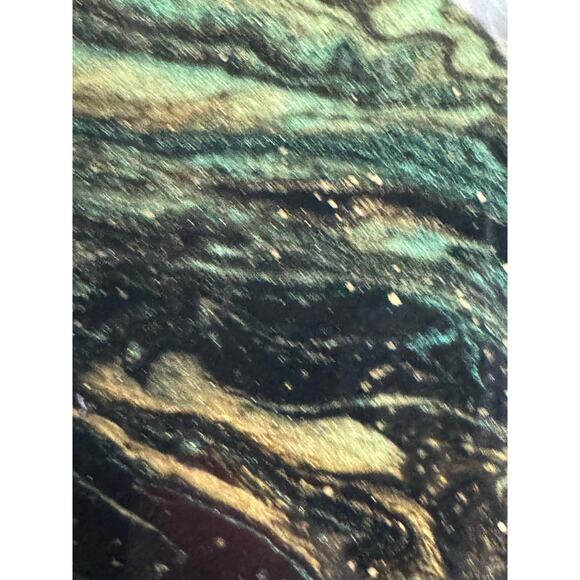 Acrylic Pour Art Resin Black Teal Gold Tray Irregular Edges - Picture 10 of 10